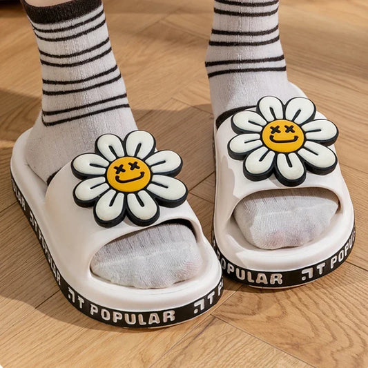 Thick Bottom Floral Slippers