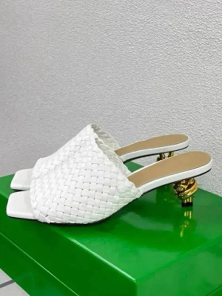 Elegant Stylish Woven/Leather Metal High Heels