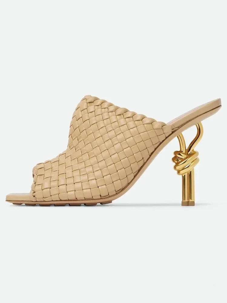 Elegant Stylish Woven/Leather Metal High Heels