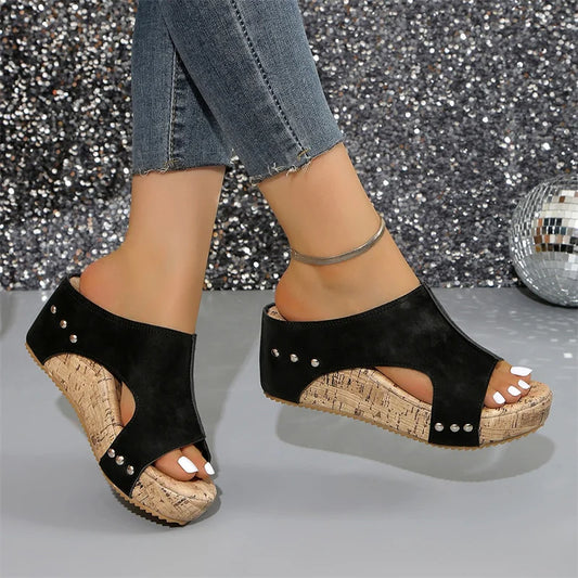 Women Slippers New Summer Beach Wedges Sandals Peep Toe Platform Slippers Casual Designer Luxury Slides Women Zapatos De Mujer