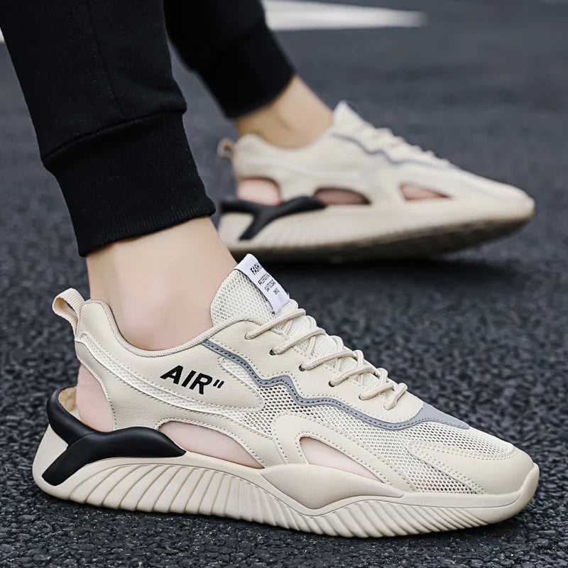 Leather Men's Shoes Slippers Outdoor Sports Trendy Flat Men Sandals Non-slip Breathable Eva High Quality Fashion Summer Mesh PU