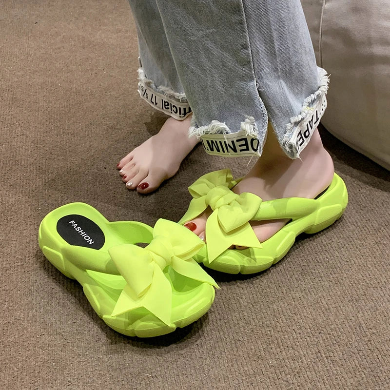 Summer Beach Wedge Slippers with Non-Slip Thick Sole"