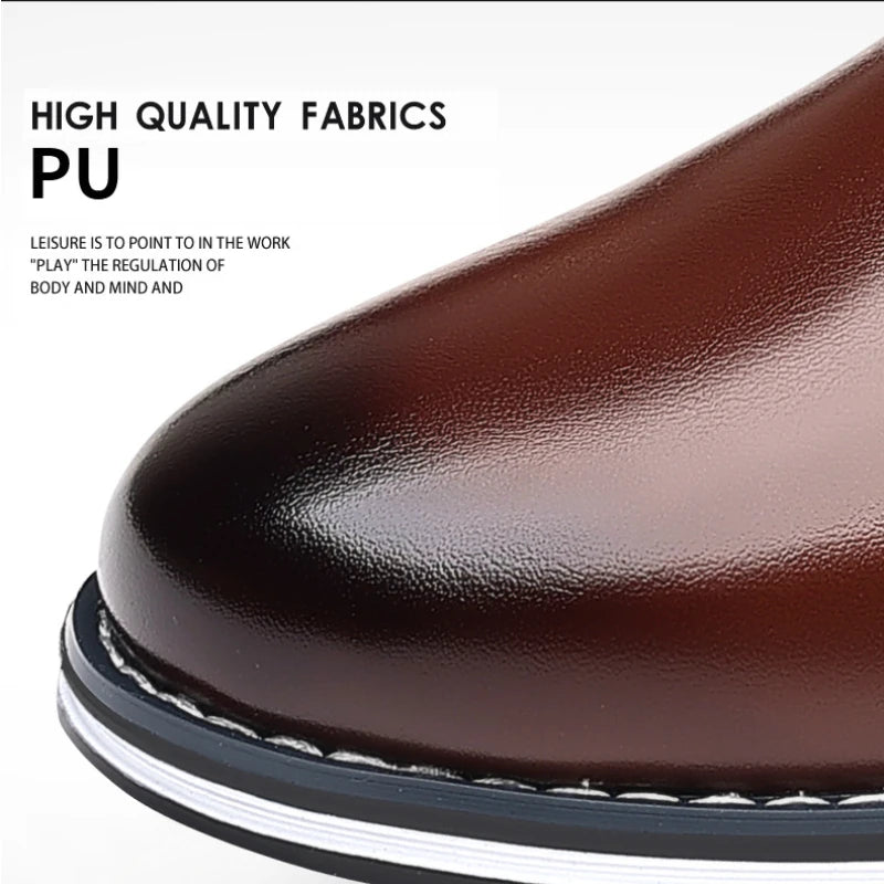 Elastic Band Shoes for Men Brand Casual Shoes Men Leather Shoes Soft Flat Business Man Footwear 2023 Elastic Shoe Mouth Sneakers