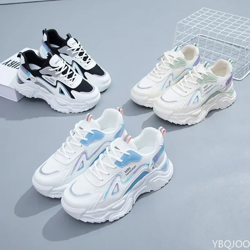 Green Casual Trainers with Chunky Flat Shoes