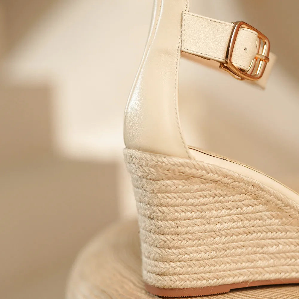 Women's Genuine Leather Hemp Wedge
