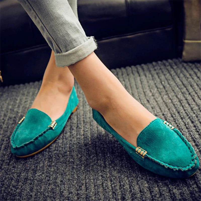 Women Slips Round Toe Denim Flat