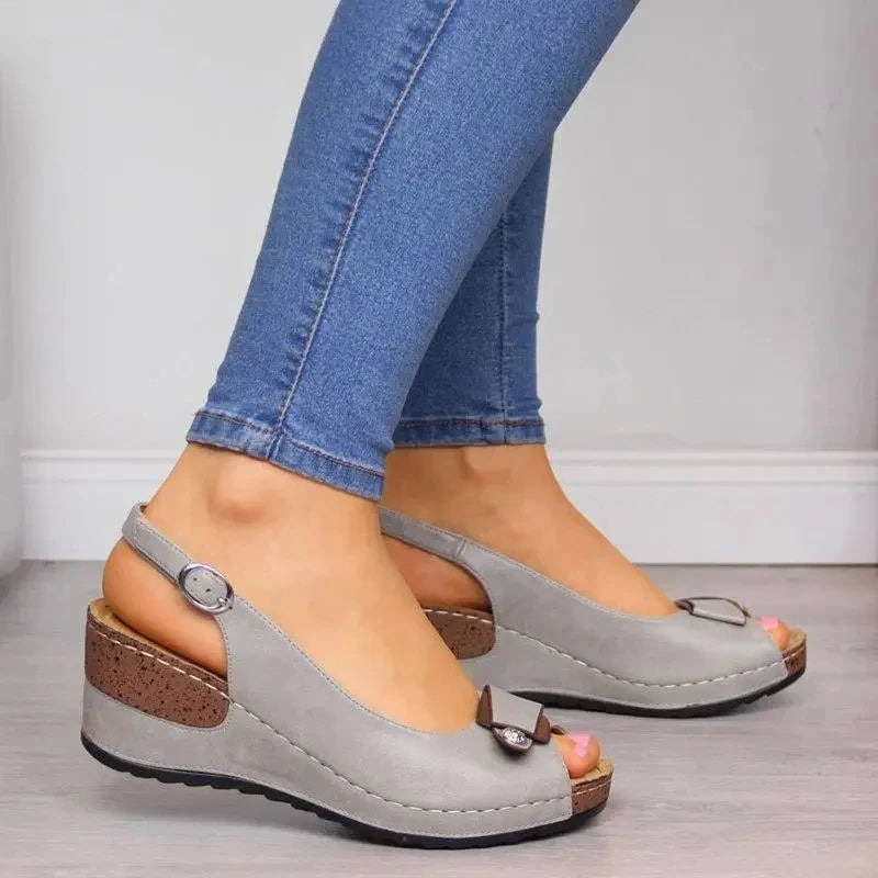 Soft Bottom Heeled Wedge Sandals with Platform