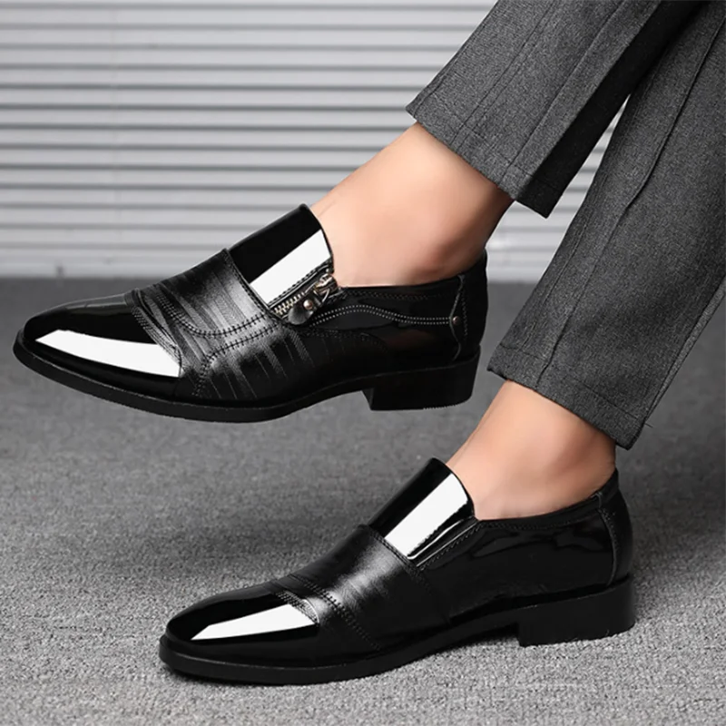 Leather  Formal Men Shoes Plus Size Point Toe
