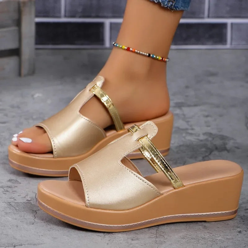 Womens  Beach Thick-soled Slippers