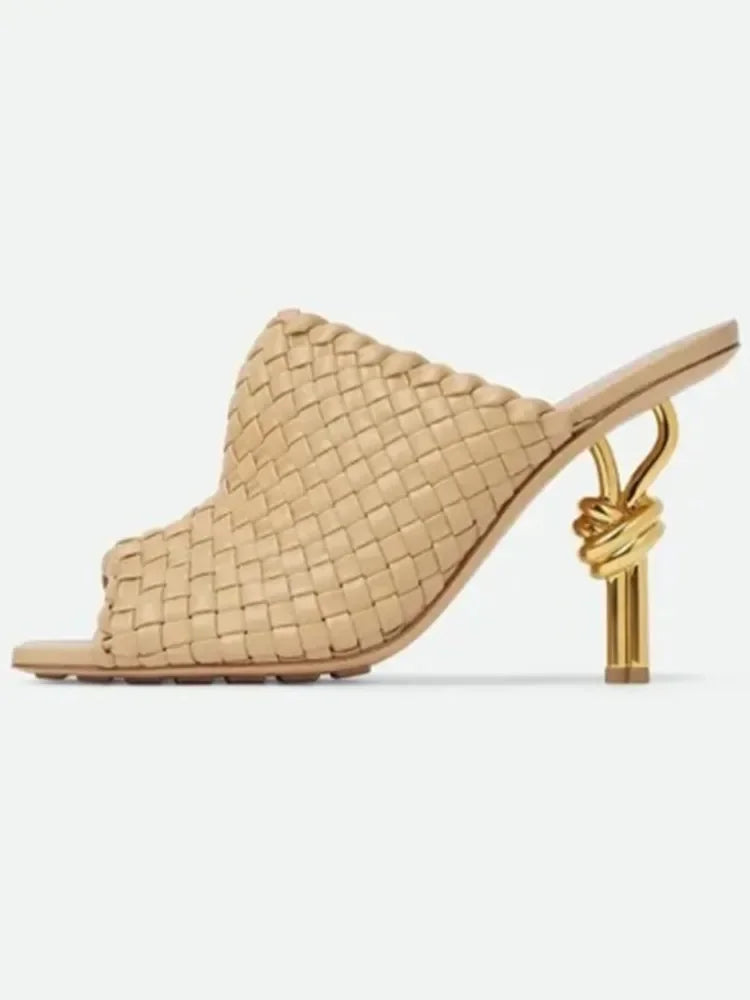 Elegant Stylish Woven/Leather Metal High Heels