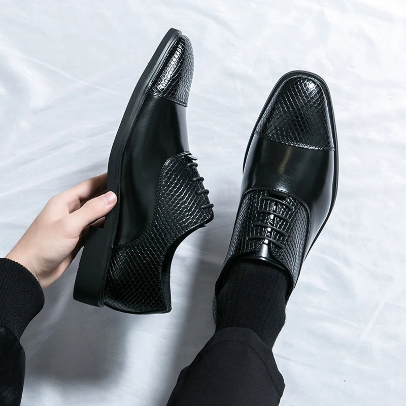Leather Shoes for Men Gentleman Oxfords Lace Up Male Wedding Party Office Work Shoes Elegant Designer Brand Dress Shoes for Men