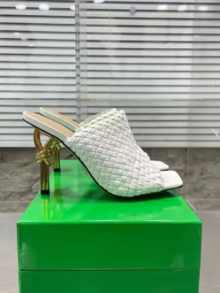 Elegant Stylish Woven/Leather Metal High Heels