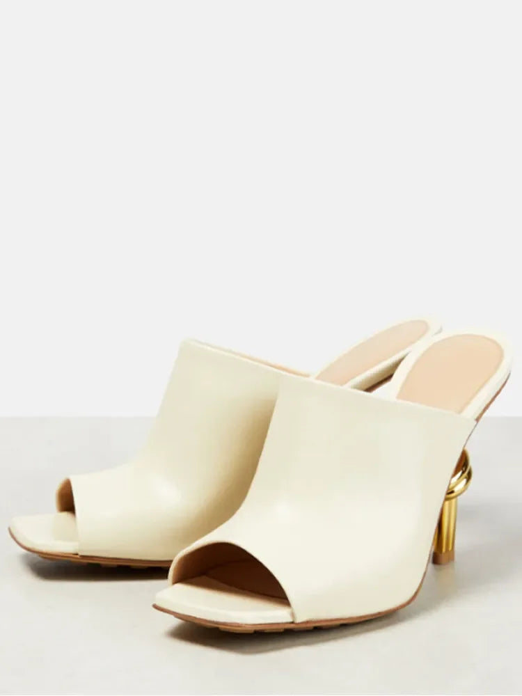 Elegant Stylish Woven/Leather Metal High Heels