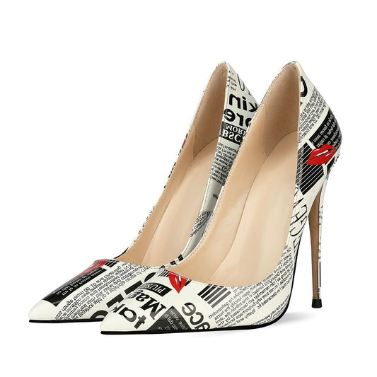 12cm Graffiti  Pointed Stiletto Heels as seen on Catwalk Show