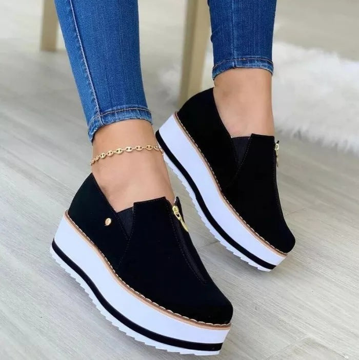 Zipper Flat Shoes Slip On Platform Loafers Women (Copy) (Copy)