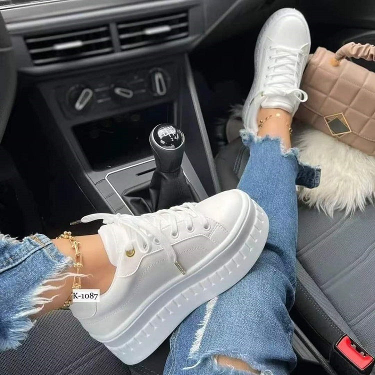 Chunky Heel  Lace-up Sneakers.