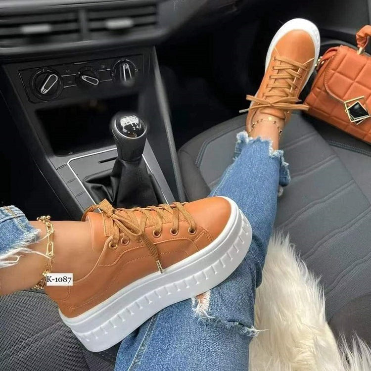 Chunky Heel  Lace-up Sneakers.