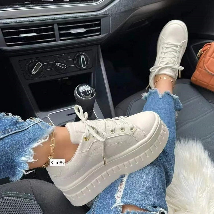 Chunky Heel  Lace-up Sneakers.