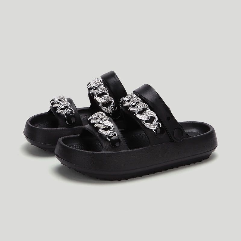 Chains Thick-soled Two-way wearing  flops