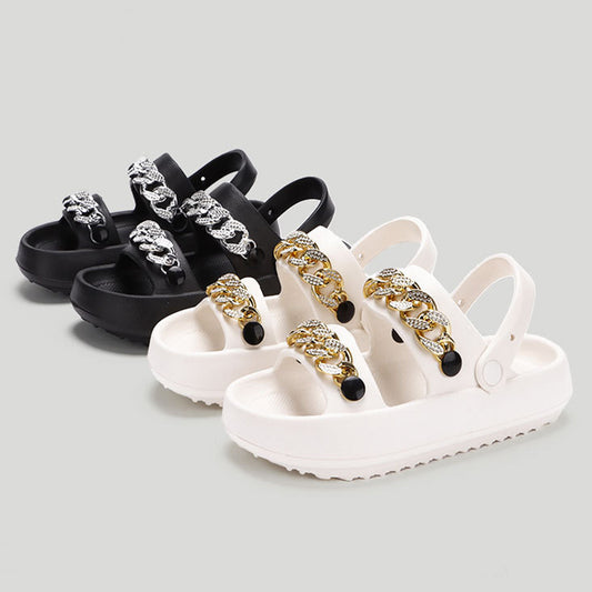 Chains Thick-soled Two-way wearing  flops