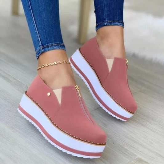 Zipper Flat Slip On Platform Women.